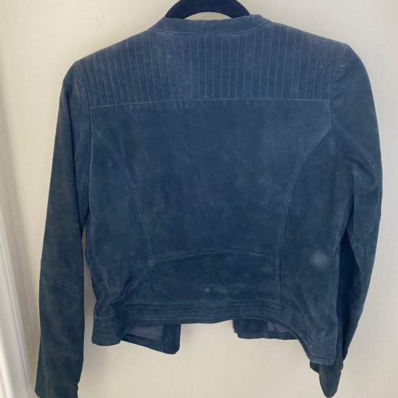 Women's Navy Leather Jacket - Picture 2 of 2